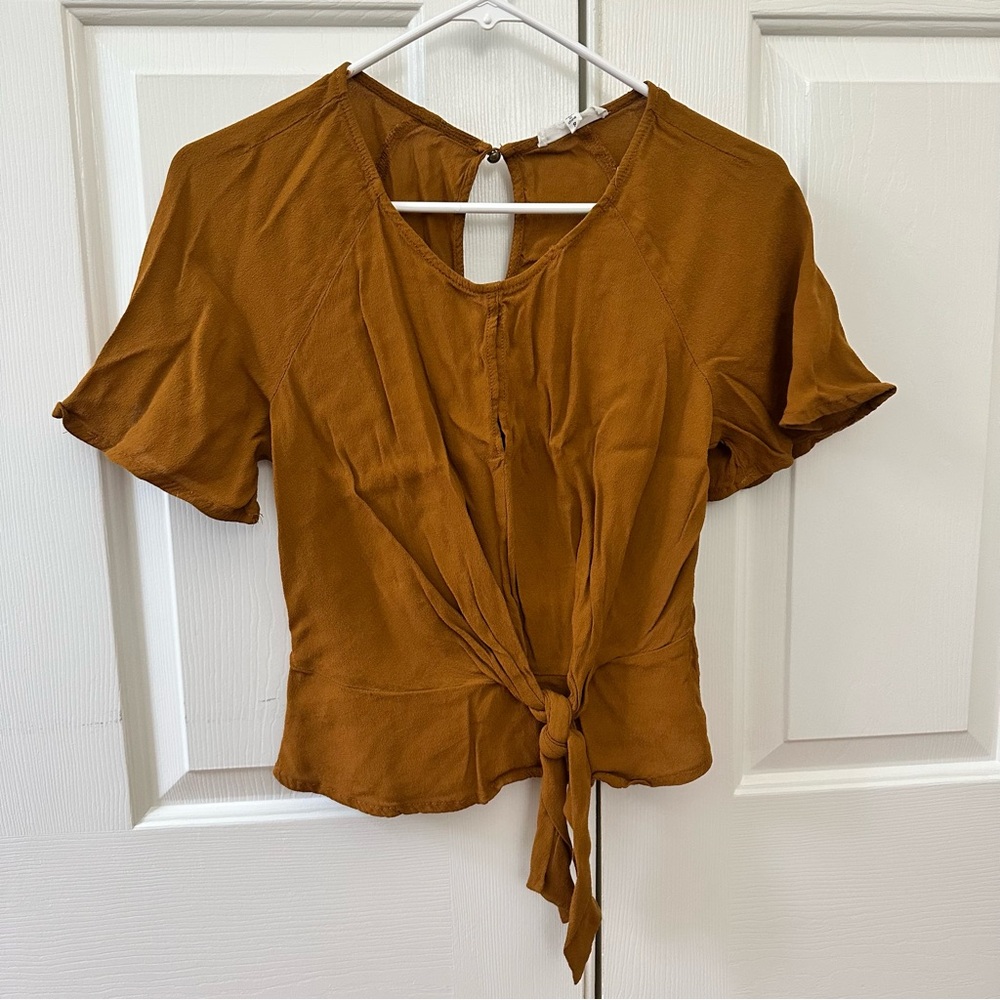 Women's Brown Tie-Front Top
